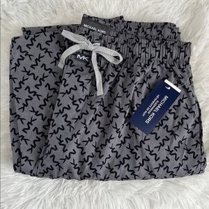 Michael Kors Men’s Gray with Black Logo Patterned Sleep Pants